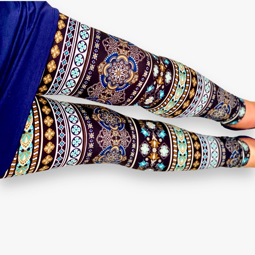 Women's Printed Stretch Leggings - Blue Multi
